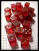 Dice : Dice - 6D Pipped - Red 16mm  with White Pips Some Bakelite